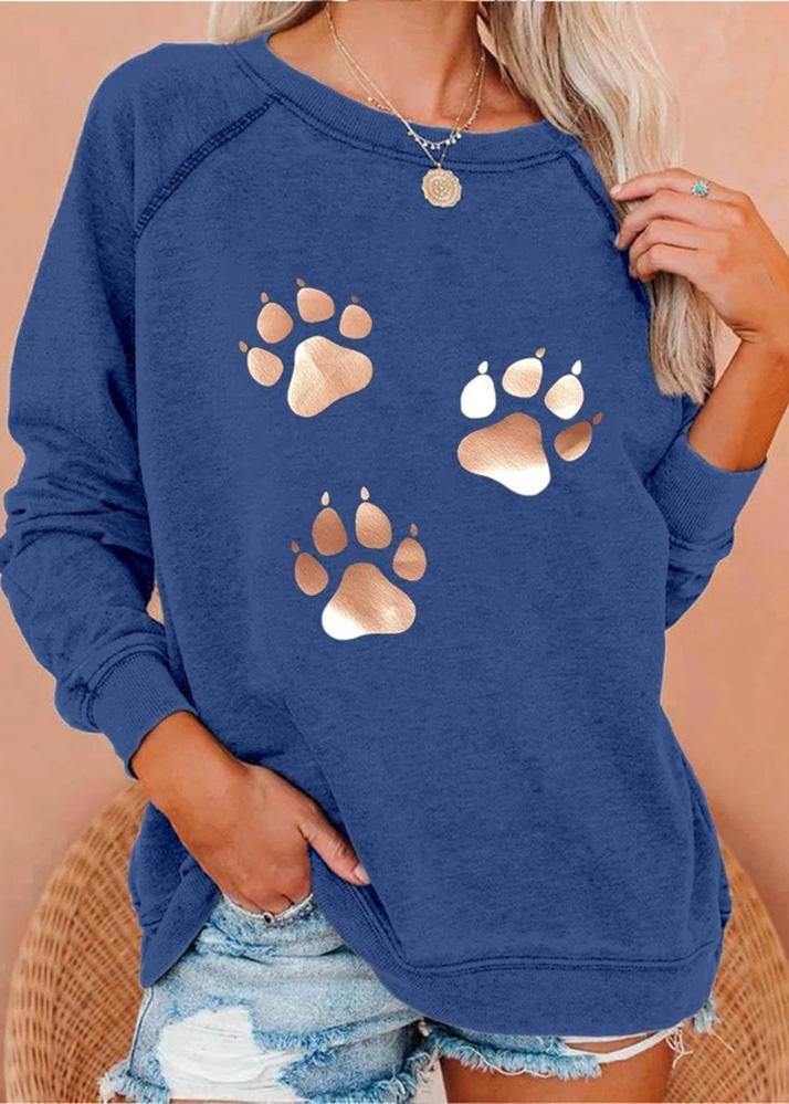 Dog Footprints Print Sweatshirt Women