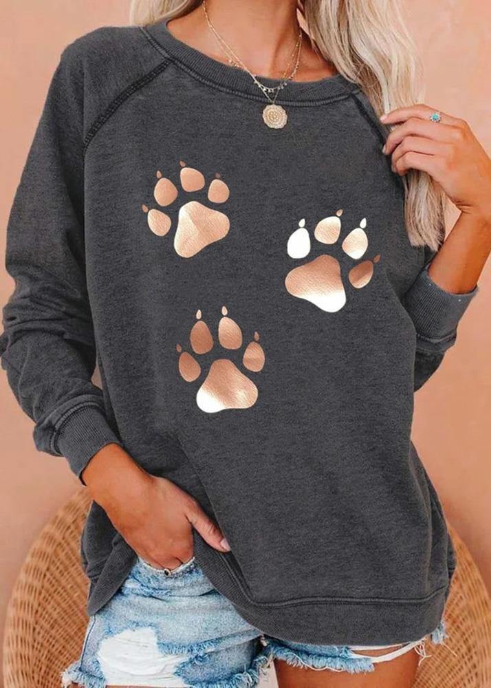 Dog Footprints Print Sweatshirt Women