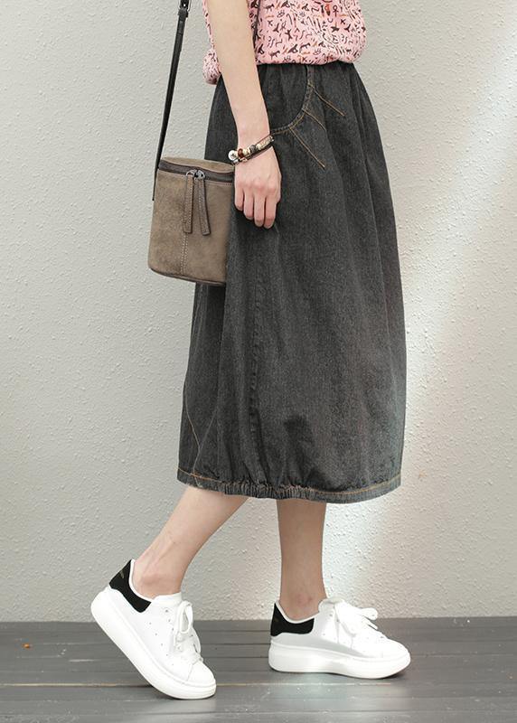 Elastic waist mid-length half-length denim skirt loose loose  wild A-line skirt