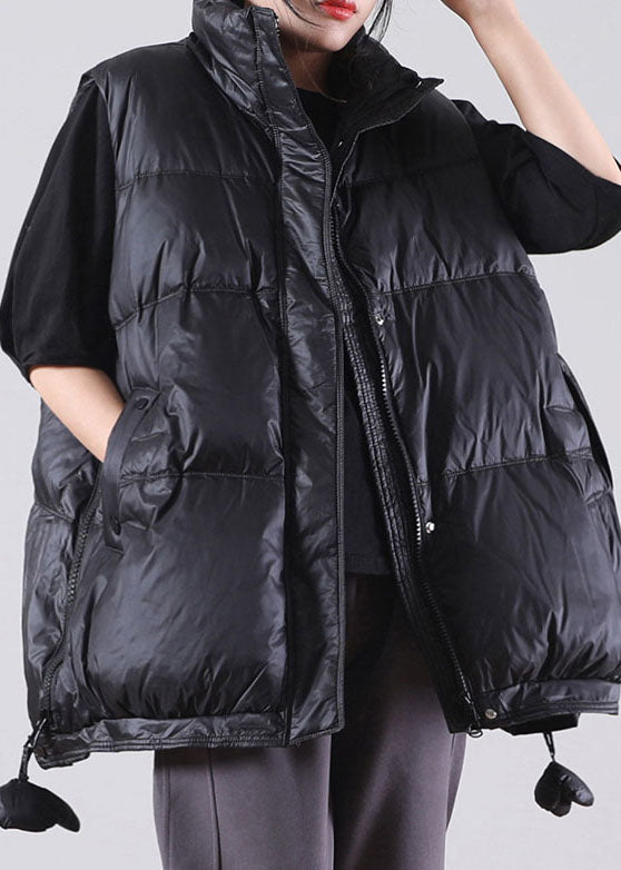 Elegant Black zippered Duck Down Sleeveless down vest