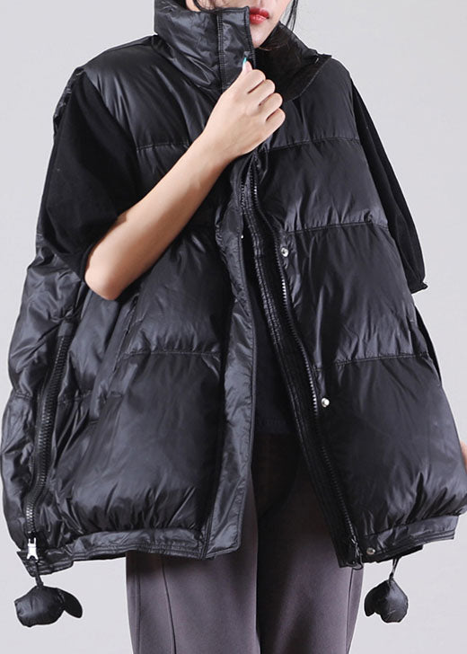 Elegant Black zippered Duck Down Sleeveless down vest