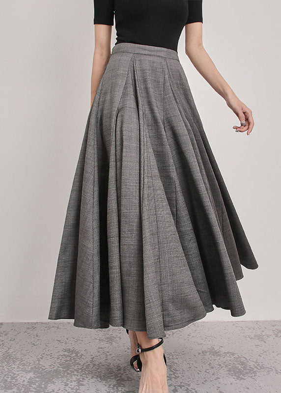 Elegant Italian Grey Patchwork pleated Skirts Spring