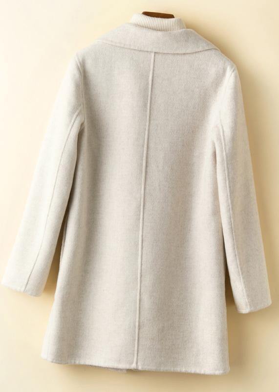 Elegant Notched pockets Fashion tunic coat beige Art outwears