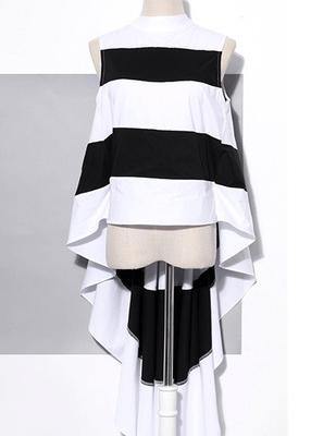 Elegant White Patchwork Bluelow high design Blouses