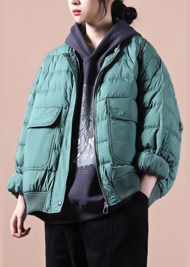 Elegant green down coat winter plus size down jacket Large pockets Elegant Jackets