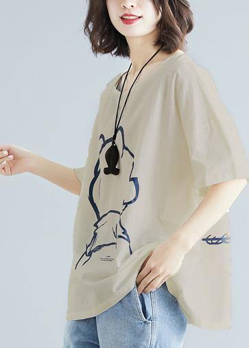 Elegant light gray prints cotton shirts wild daily summer shirts