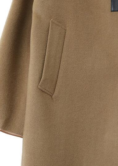 Elegant oversize Coats winter woolen outwear brown lapel pockets wool coat for woman