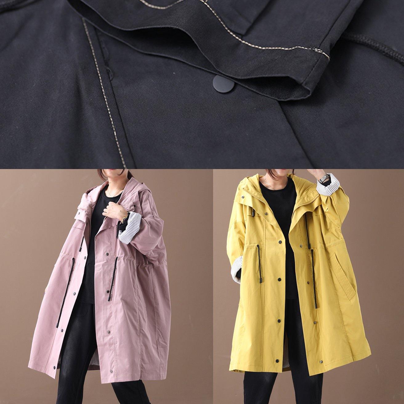 Elegant pink Fashion clothes hooded drawstring pockets outwear