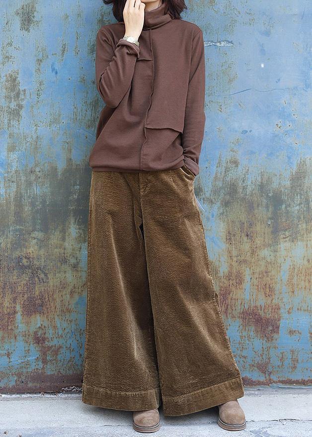 Elegant thick pants khaki Work Outfits wild leg pants