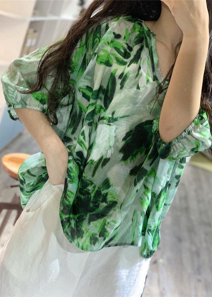 Elegant v neck linen blouses for women Fashion Ideas green prints blouses fall