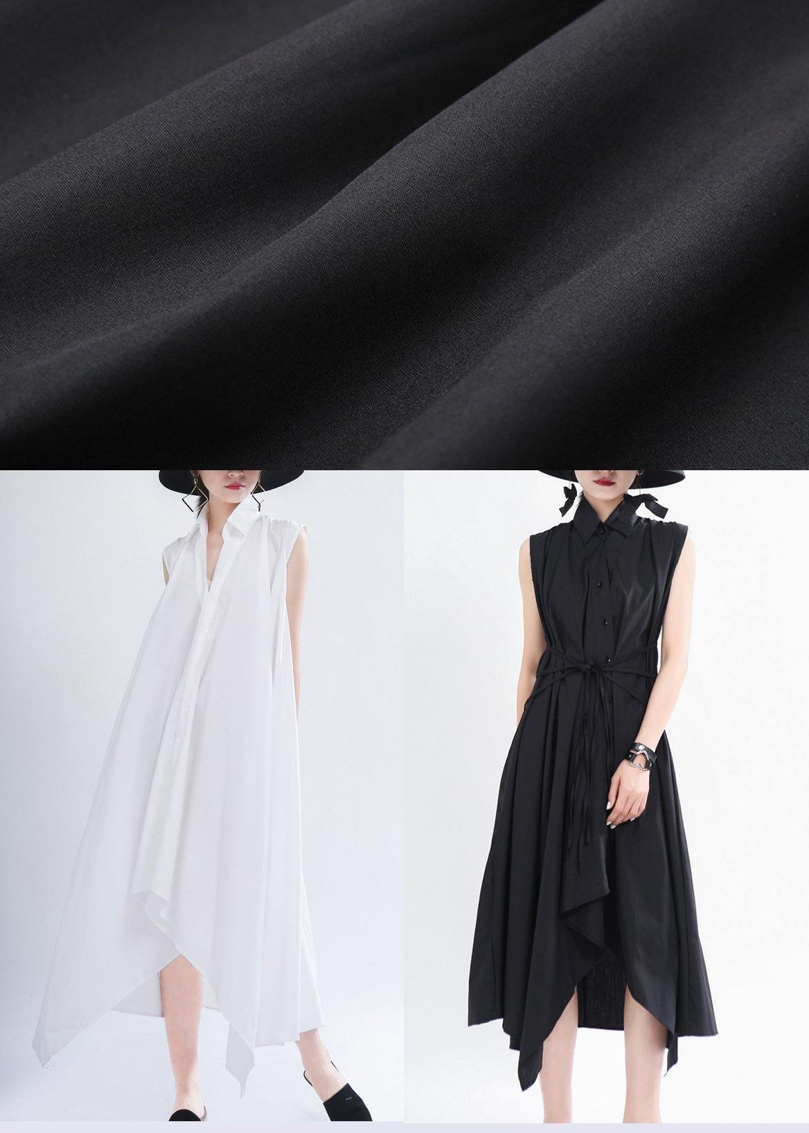 Fashion Black asymmetrical design Long Summer Chiffon Dress