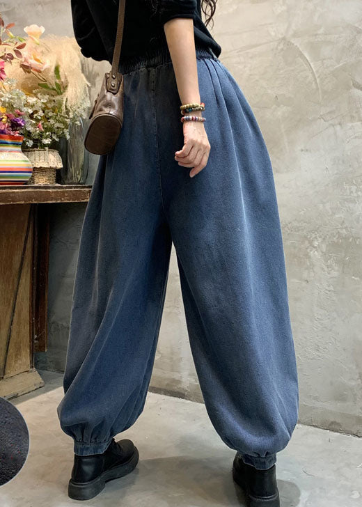 Fashion Blue denim lantern Pants Winter thick