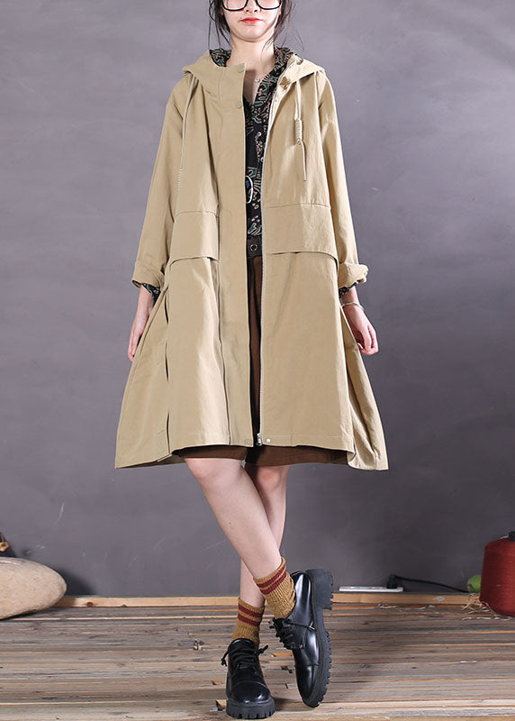 Fashion Khaki Zip Up Pockets Cotton trench coats Spring