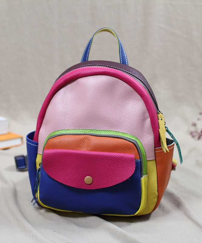 Fashion Multicolour Patchwork Calf Leather Backpack Bag