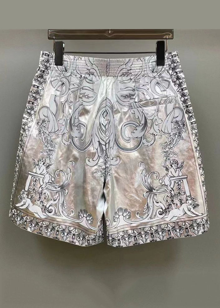 Fashion Silver Patterned Printed Shorts For Men's Summer