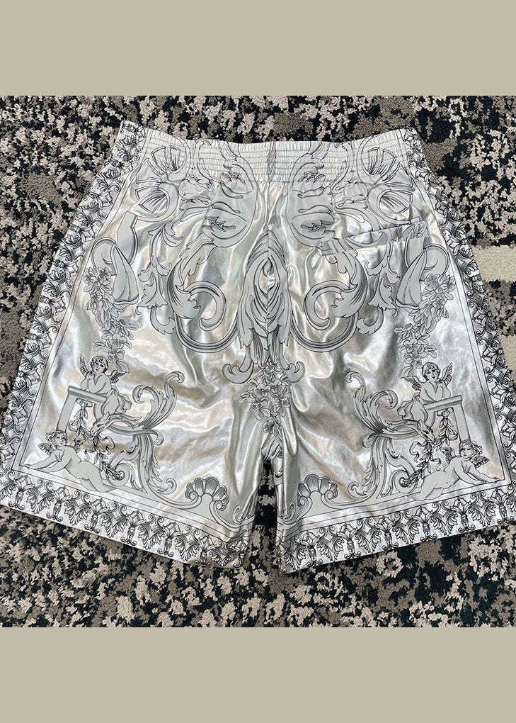 Fashion Silver Patterned Printed Shorts For Men's Summer