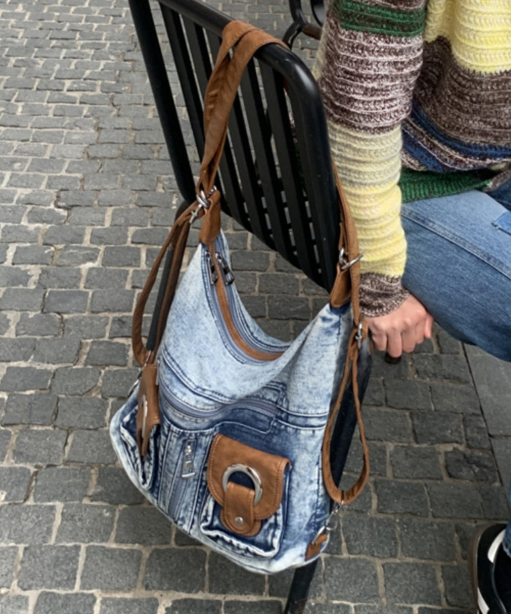 Fashion Versatile Blue Large Capacity Denim Satchel Bag Handbag