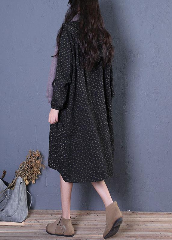 Fashion plus size Coats fall black print hooded coats