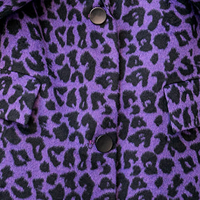 Fashion purple Leopard coats oversize Notched outwear Elegant pockets wool jackets