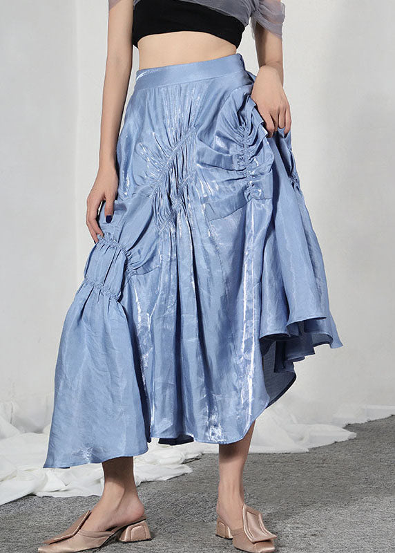 Fine Blue Asymmetrical Summer Patchwork Skirts