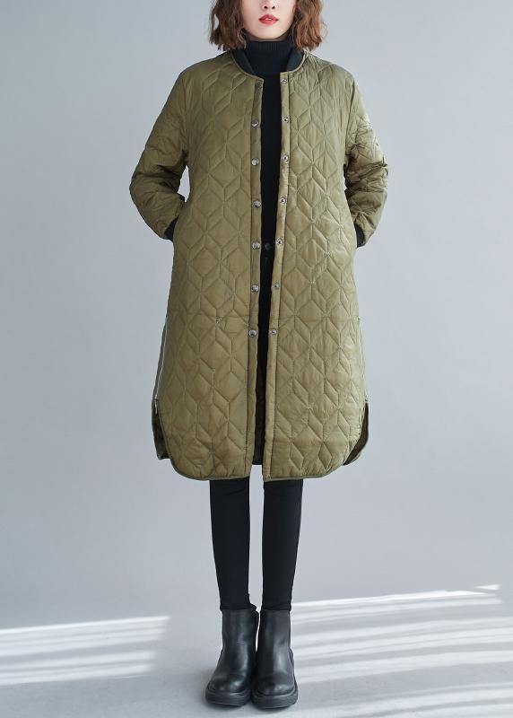 Fine army green winter coats trendy plus size snow o neck zippered overcoat