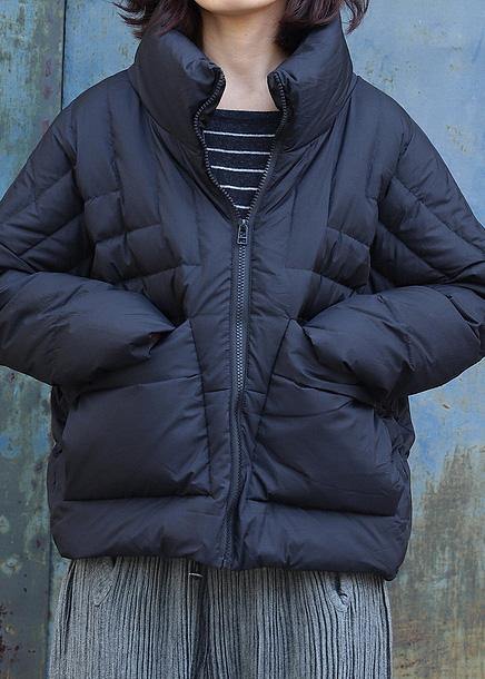 Fine black short outwear plus size clothing down jacket stand collar winter outwear