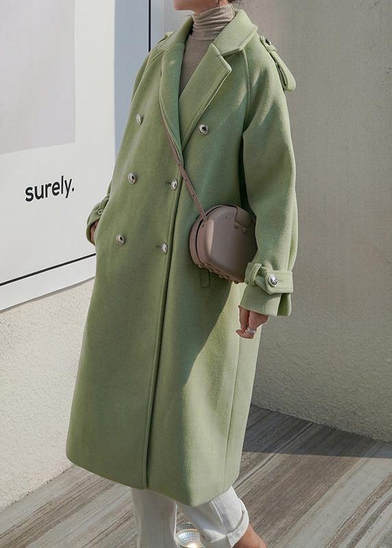 Fine plus size Winter coat back open coats green double breast wool coat for woman