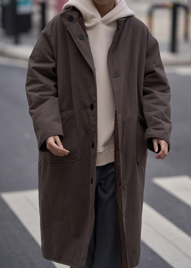 Fine plus size mid-length coats woolen outwear chocolate o neck two ways to wear coats