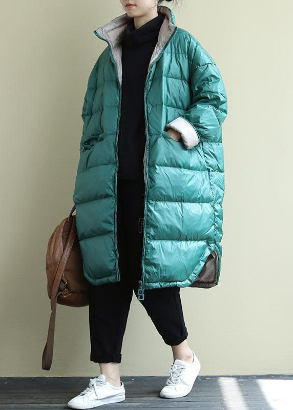 Fitted Blue Green Zip Up thick Fine Cotton Filled Parkas Winter