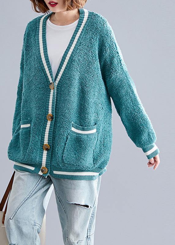 For Spring warm sweaters casual green v neck fall knitted cardigans