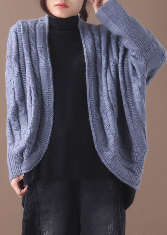 For Work blue knit cardigans fall fashion winter asymmetric knitwear