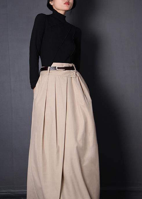 French Beige asymmetrical design Patchwork Skirt Summer