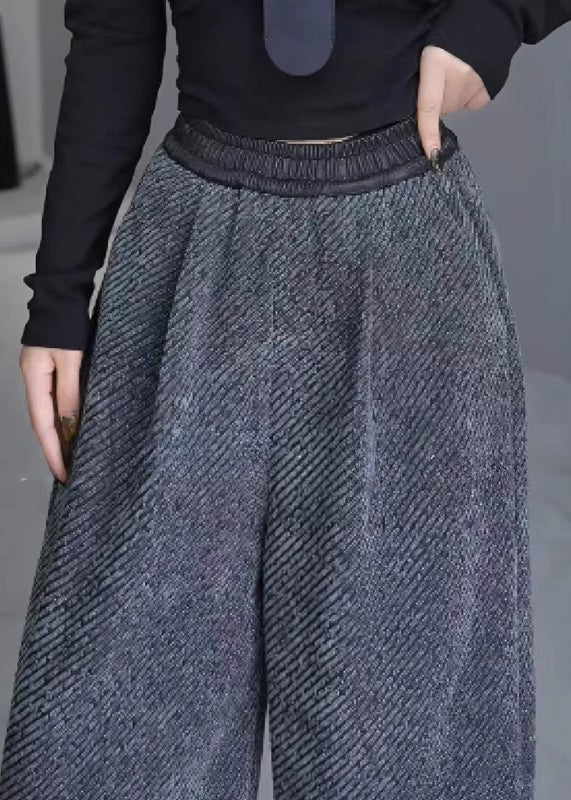 French Grey Oversized Woolen Harem Pants Spring