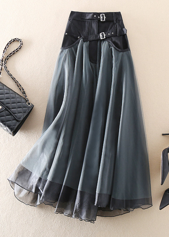 French Black fashion Patchwork Tulle Skirts Spring