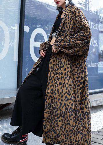 French Leopard Plus Size trench coat Gifts zippered fall coat