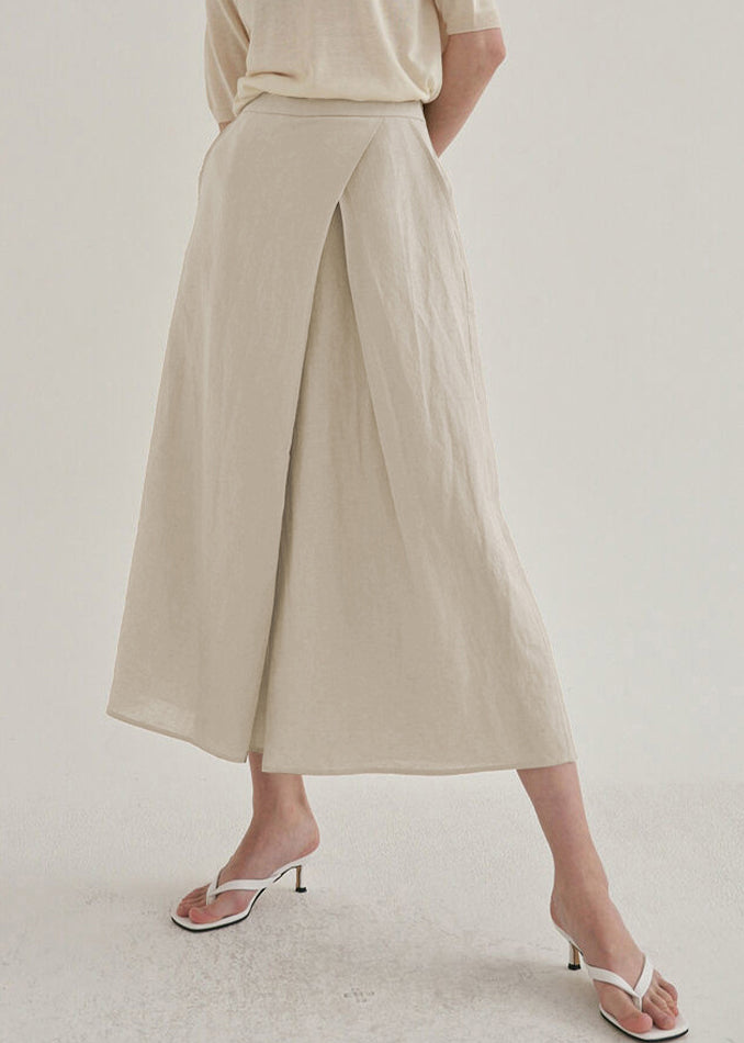 French Linen High Waist Wide Leg Pants Spring