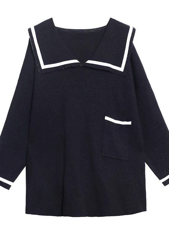 French black Sailor Collar Dresses