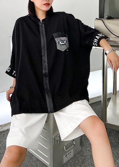 French black clothes For Women zippered Batwing Sleeve Dresses tops