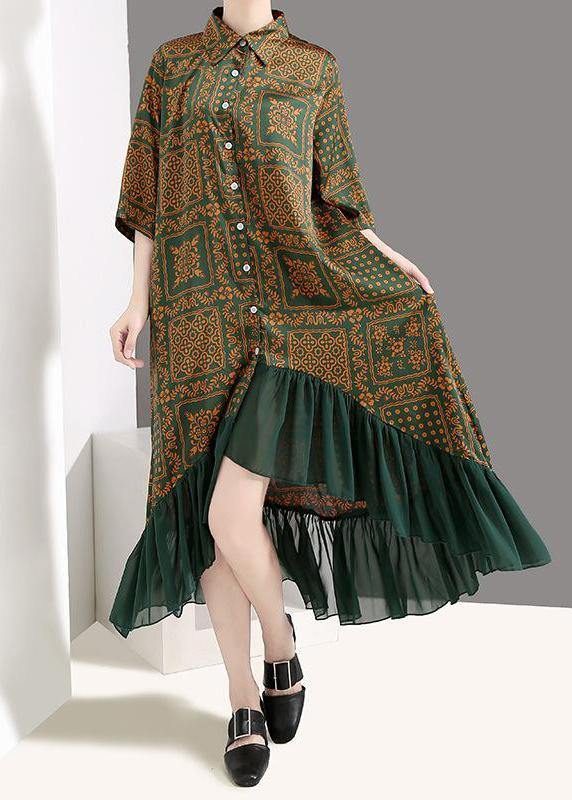 French cotton quilting clothes Drops Design Vintage Plaid Print Chiffon Ruffles Dress