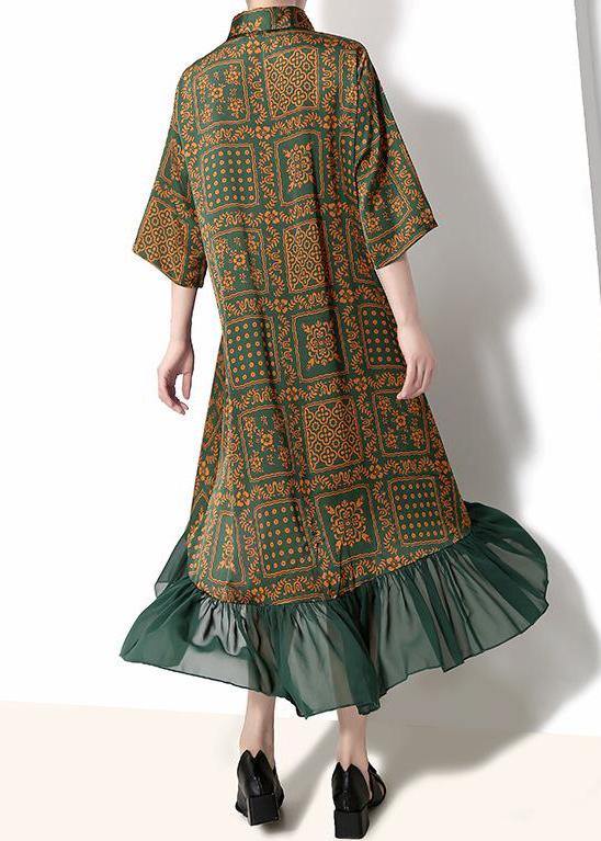 French cotton quilting clothes Drops Design Vintage Plaid Print Chiffon Ruffles Dress