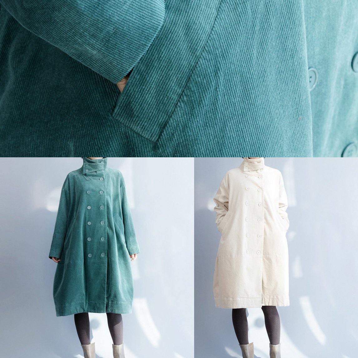 French green fine clothes For Women Inspiration double breast stand collar coats