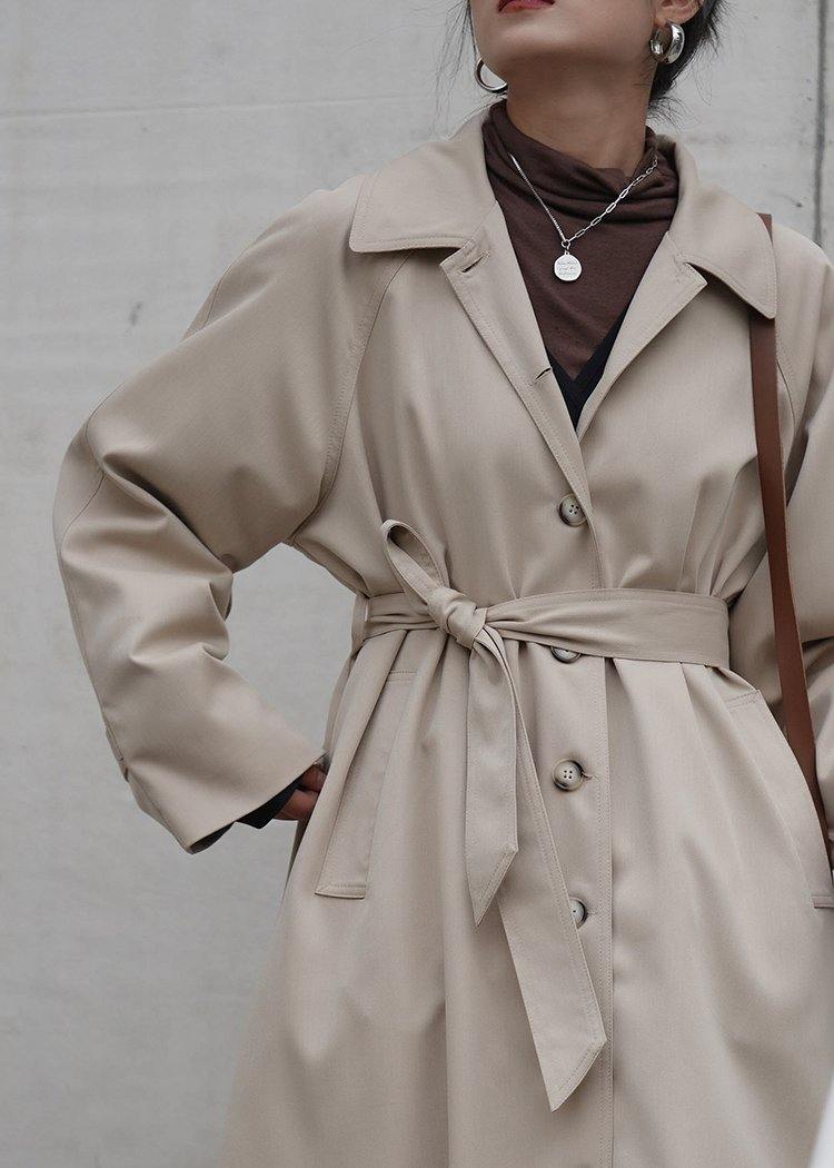 French nude Plus Size crane coats Fashion Ideas Notched pockets coats