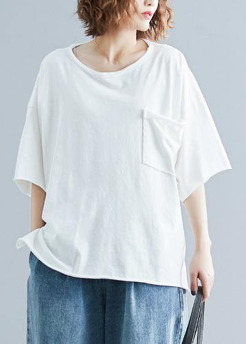 French o neck half sleeve cotton summer clothes For Women white tops