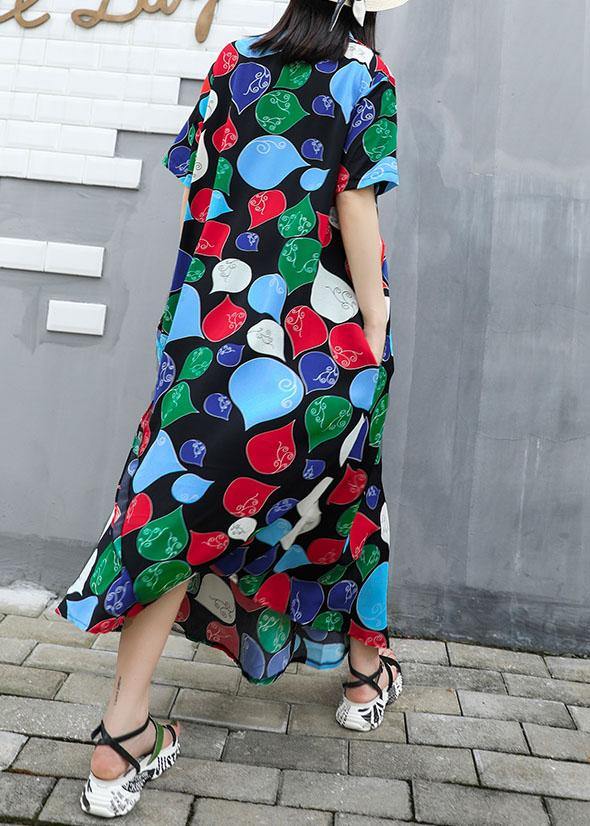 French prints cotton Tunics ruffles waist summer Dresses