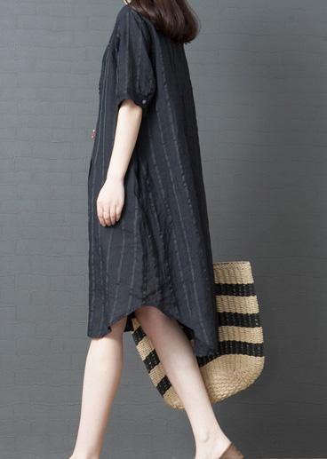 French striped cotton linen tunic top Tutorials black Dress summer