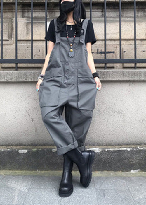 Grey Slash Neck Cozy Solid Jumpsuits