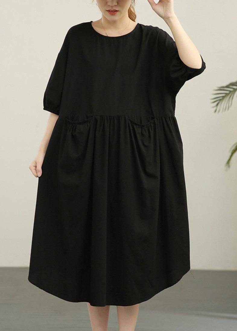 Handmade Black Cinched Summer Cotton Dress