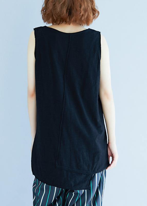 Handmade Black Sleeveless Cotton Summer Tops