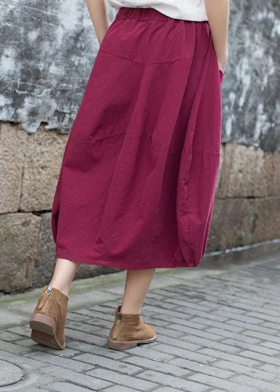 Handmade Mulberry High Waist Pockets Linen Skirts Fall