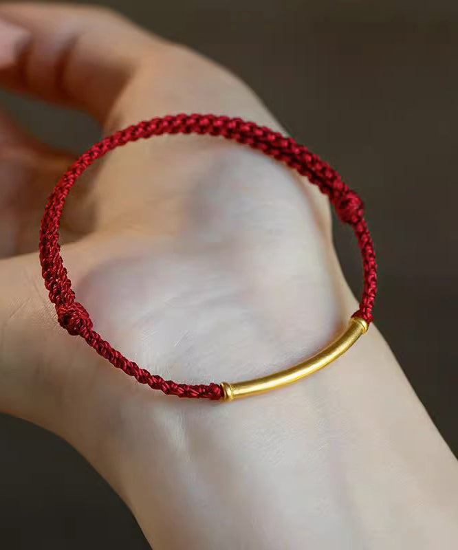 Handmade Red Hand Woven Bamboo Joint Bracelet